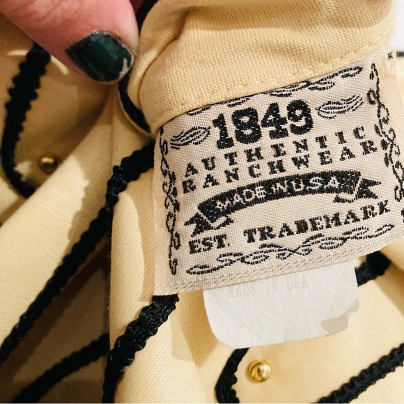 RANCH DIP Vintage 90s Pale Yellow Rodeo Style Zip-up Vest sz M/L - Picture 7 of 8